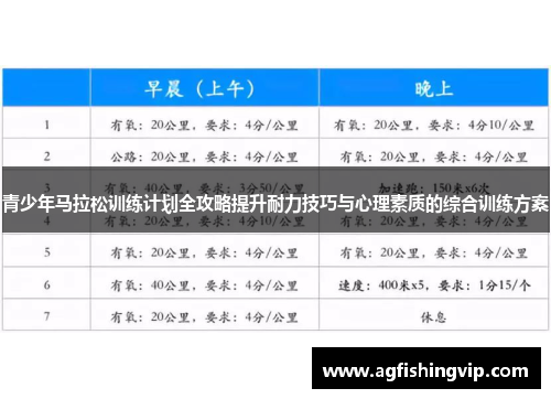 青少年马拉松训练计划全攻略提升耐力技巧与心理素质的综合训练方案